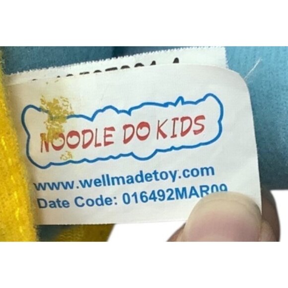 Noodle Do Kids Plush Doll 12" Blue Hair Yellow Dress Soft Toy Well Made Toy 2006 - Picture 3 of 5